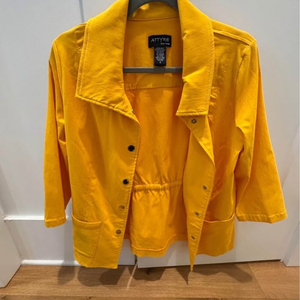 Attyre New York Zip Front Stretch Jacket Mustard Yellow